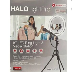 NWT 10” Ring Light Stand & Media Station